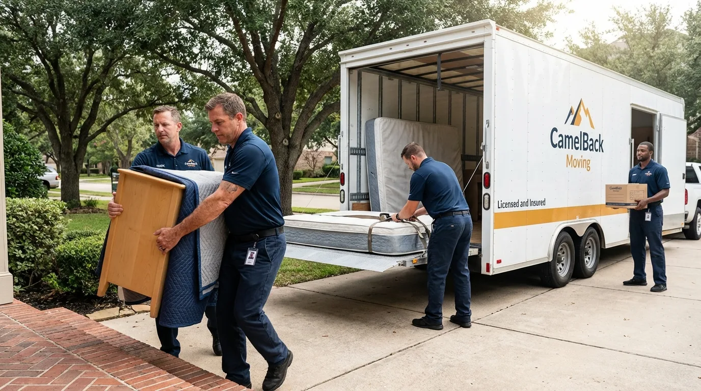 Crew loading residential truck for cross-state move from Leadwood, MO