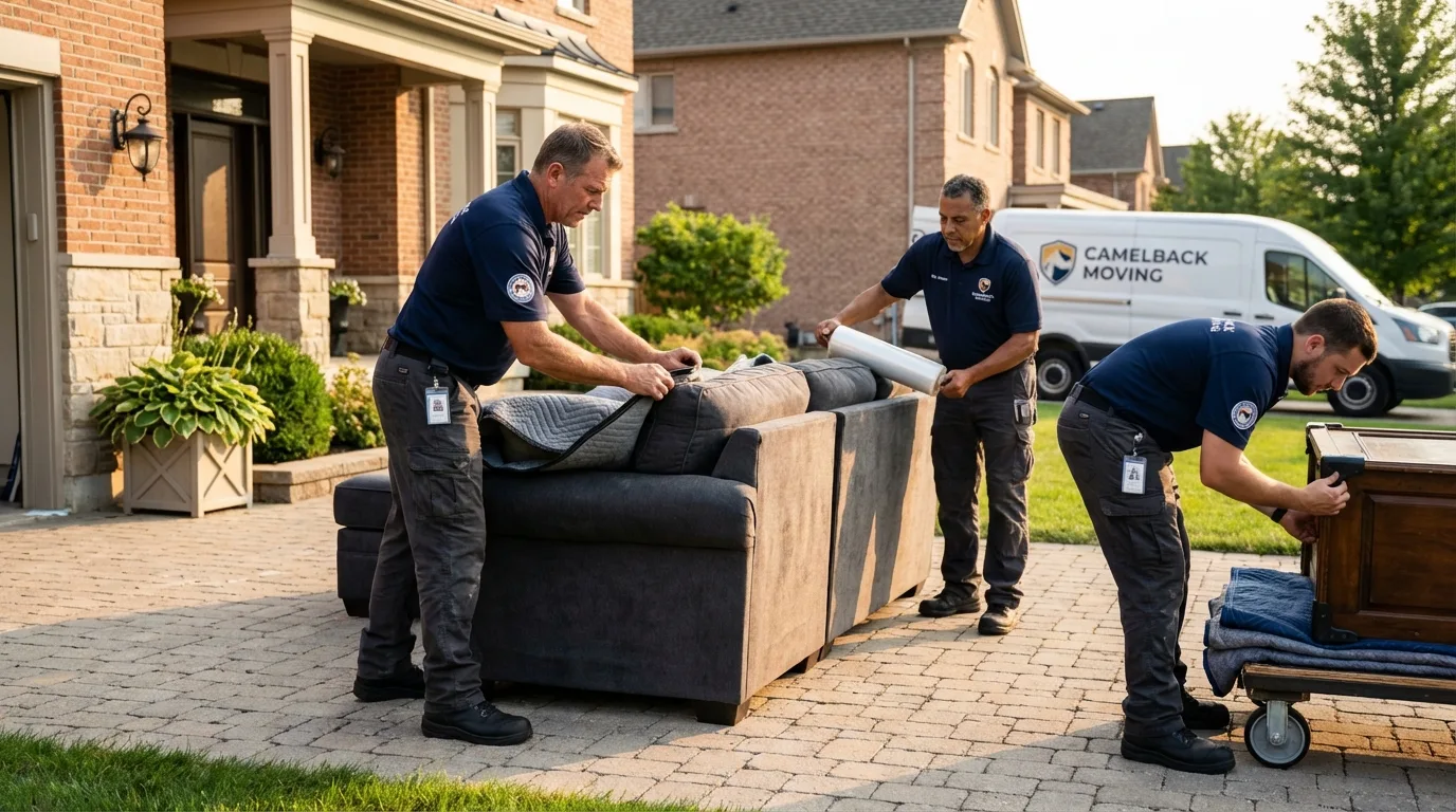 Large estate moving crew wrapping furniture in Leadwood, MO