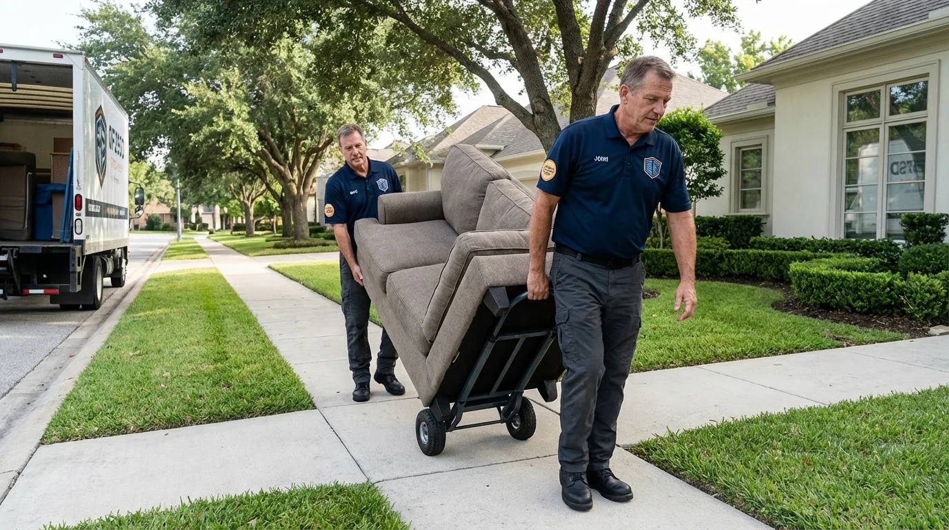 Local residential moving crew loading furniture in Leadwood, MO