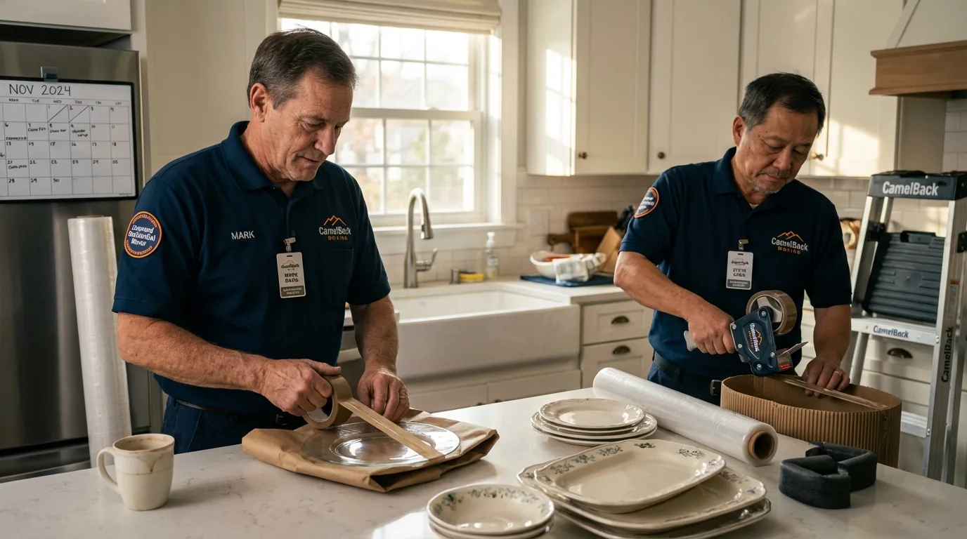 Professional crew packing kitchen dishware in Leadwood, MO