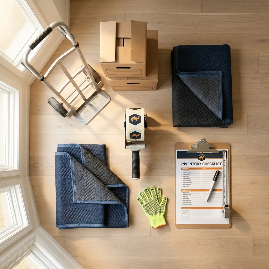 Professional moving supplies and packing materials layout for Leadwood residential relocations